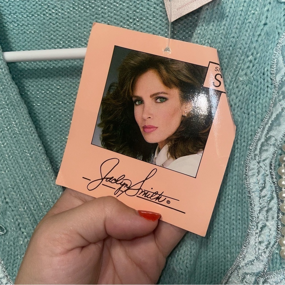 Jaclyn Smith 80s NWT Deadstock Embroidered Blue Sweater Size Small - Picture 6 of 8